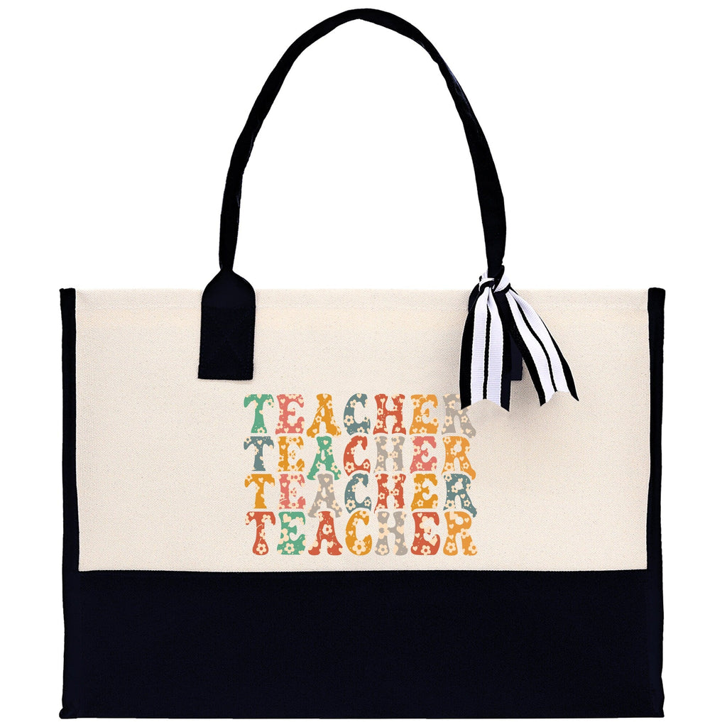 Teacher Floral Tote Bag Teacher Wildflower Graphic Tote Teacher Life Tote Bag Teacher Flower Bag Gift for Teacher Wildflower Book Bag