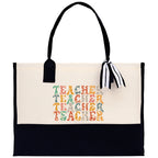 Teacher Floral Tote Bag Teacher Wildflower Graphic Tote Teacher Life Tote Bag Teacher Flower Bag Gift for Teacher Wildflower Book Bag