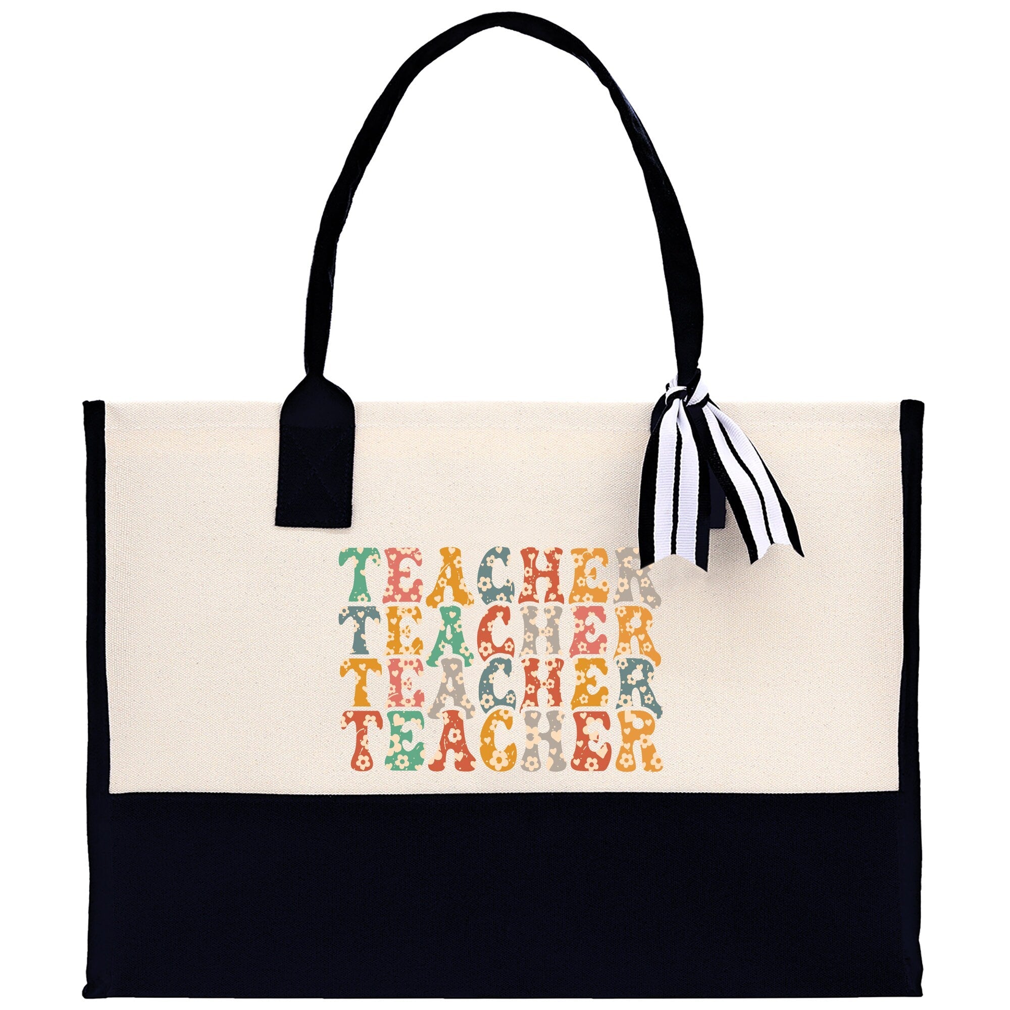 Teacher Floral Tote Bag Teacher Wildflower Graphic Tote Teacher Life Tote Bag Teacher Flower Bag Gift for Teacher Wildflower Book Bag