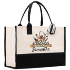 Floral Nurse Manager Name Custom Cotton Canvas Tote Bag Personalized Tote Bag Nurse Gift Registered Nurse Tote RN Tote RN Gift