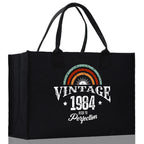 Vintage 1984 Aged To Perfection 40 Age Birthday Cotton Canvas Tote Bag 60th Birthday Gift For Women 40th Birthday Celebration Party Gift