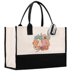 Floral Retro Mama Cotton Canvas Tote Bag Mom Gift Mom Bag Mom Shopping Bag New Mom Gift Best Mom Ever Bag Boy Girl Mama Tote