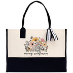 Floral Raising Wildflowers Cotton Canvas Tote Bag Mom Gift Mom Bag Mom Shopping Bag New Mom Gift Best Mom Ever Bag Boy Girl Mama Tote