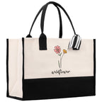 Floral Wildflower Cotton Canvas Tote Bag Mom Gift Mom Bag Mom Shopping Bag New Mom Gift Best Mom Ever Bag Boy Girl Mama Tote