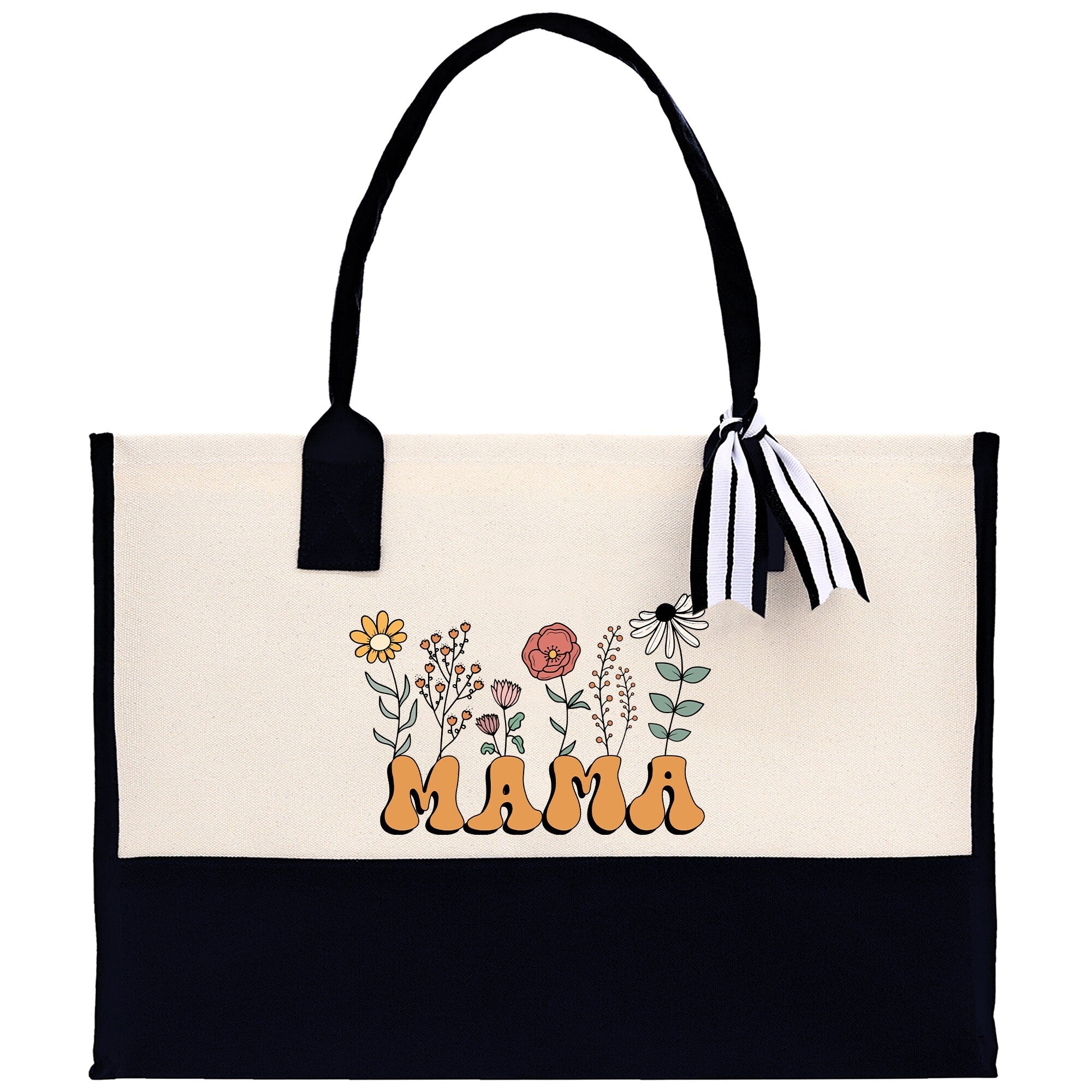 Floral Mama Cotton Canvas Tote Bag Mom Gift Mom Bag Mom Shopping Bag New Mom Gift Best Mom Ever Bag Boy Girl Mama Tote