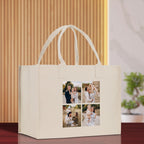 Custom Family Photo Collage and Initial Cotton Canvas Tote Bag Personalized Photo Tote Parent Gift Mothers Day Gift Picture Image Tote