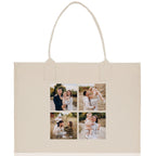 Custom Family Photo Collage and Initial Cotton Canvas Tote Bag Personalized Photo Tote Parent Gift Mothers Day Gift Picture Image Tote