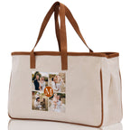Custom Family Photo Collage and Initial Cotton Canvas Tote Bag Personalized Photo Tote Parent Gift Mothers Day Gift Picture Image Tote