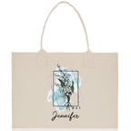 May Birth Month Flower Personalized Name Cotton Canvas Tote Bag Custom Flower Birthday Gift Bag Wedding Gift for Her Bridal Bridesmaid