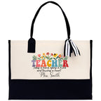 Personalized Teacher Cotton Canvas Tote Bag Gift for Teachers Teacher Life Tote Custom Teacher Appreciation Gift Bag Teacher Name Bag