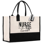 Nurse Life Leopard Tote Custom Name Personalized Cotton Canvas Tote Bag Nurse Gift Future Nurse Gift Nursing Student Graduation Gift