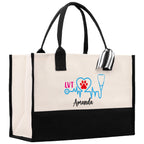 Nurse Stethoscope Heart LVT Tote Custom Name Personalized Cotton Canvas Tote Bag Nurse Gift Future Nursing Student Graduation Gift