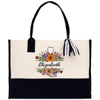 Floral Nurse Tote Custom Name Personalized Cotton Canvas Tote Bag Nurse Gift Future Nurse Gift Nursing Student Graduation Gift
