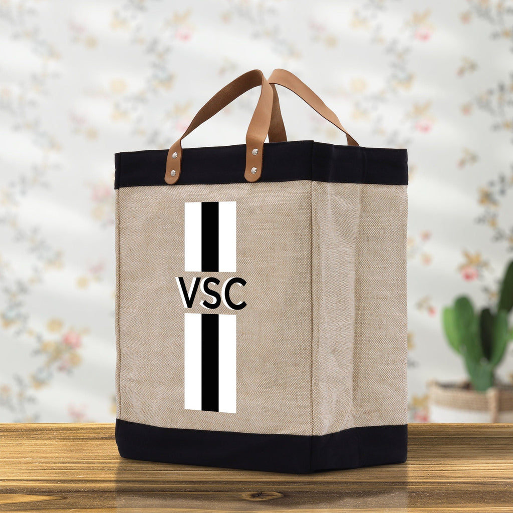 Personalized Monogrammed Canvas Tote Bag Striped Initials Custom Name Beach Bag Bridal Party Gifts Bride Gift Holiday Gift Bag