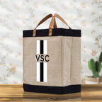Personalized Monogrammed Canvas Tote Bag Striped Initials Custom Name Beach Bag Bridal Party Gifts Bride Gift Holiday Gift Bag