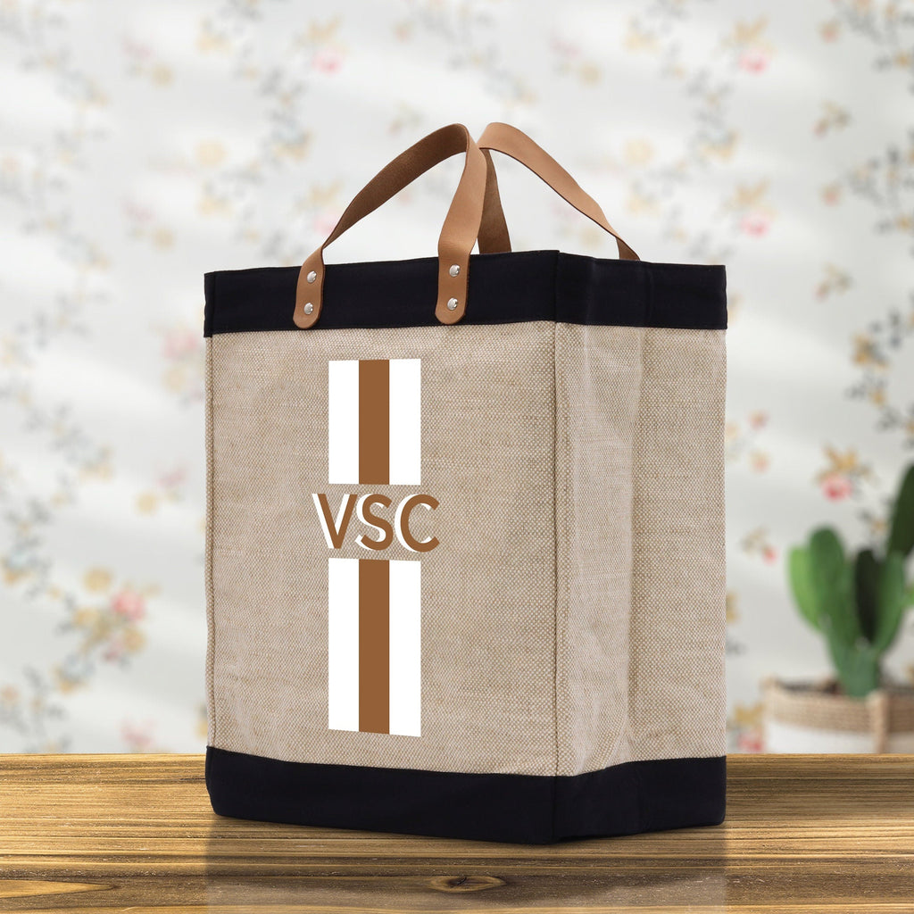 Personalized Monogrammed Canvas Tote Bag Striped Initials Custom Name Beach Bag Bridal Party Gifts Bride Gift Holiday Gift Bag