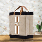 Personalized Monogrammed Canvas Tote Bag Striped Initials Custom Name Beach Bag Bridal Party Gifts Bride Gift Holiday Gift Bag