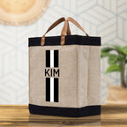 Personalized Monogrammed Canvas Tote Bag Striped Initials Custom Name Beach Bag Bridal Party Gifts Bride Gift Holiday Gift Bag
