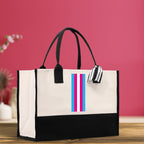 Personalized Monogrammed Canvas Tote Bag Striped Initials Custom Name Beach Bag Bridal Party Gifts Bride Gift Holiday Gift Bag