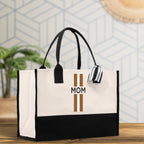 Personalized Monogrammed Canvas Tote Bag Striped Initials Custom Name Beach Bag Bridal Party Gifts Bride Gift Holiday Gift Bag