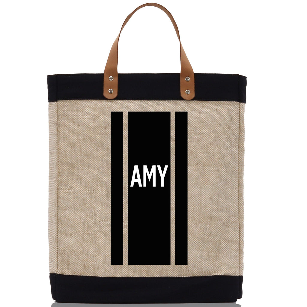 Personalized Monogrammed Canvas Tote Bag Striped Initials Custom Name Beach Bag Bridal Party Gifts Bride Gift Holiday Gift Bag