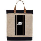 Personalized Monogrammed Canvas Tote Bag Striped Initials Custom Name Beach Bag Bridal Party Gifts Bride Gift Holiday Gift Bag
