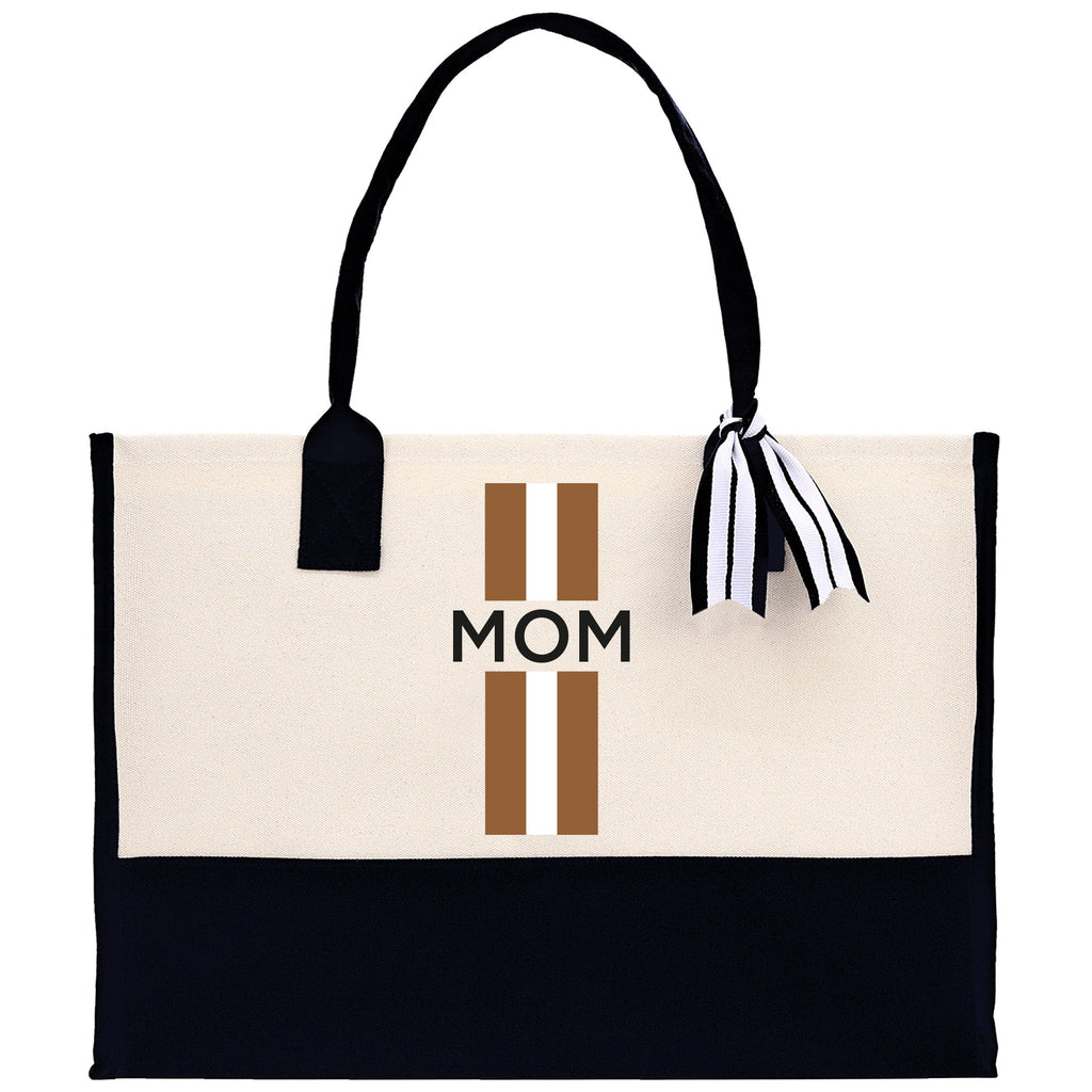 Personalized Monogrammed Canvas Tote Bag Striped Initials Custom Name Beach Bag Bridal Party Gifts Bride Gift Holiday Gift Bag