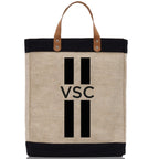 Personalized Monogrammed Canvas Tote Bag Striped Initials Custom Name Beach Bag Bridal Party Gifts Bride Gift Holiday Gift Bag