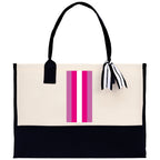 Personalized Monogrammed Canvas Tote Bag Striped Initials Custom Name Beach Bag Bridal Party Gifts Bride Gift Holiday Gift Bag