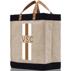 Personalized Monogrammed Canvas Tote Bag Striped Initials Custom Name Beach Bag Bridal Party Gifts Bride Gift Holiday Gift Bag
