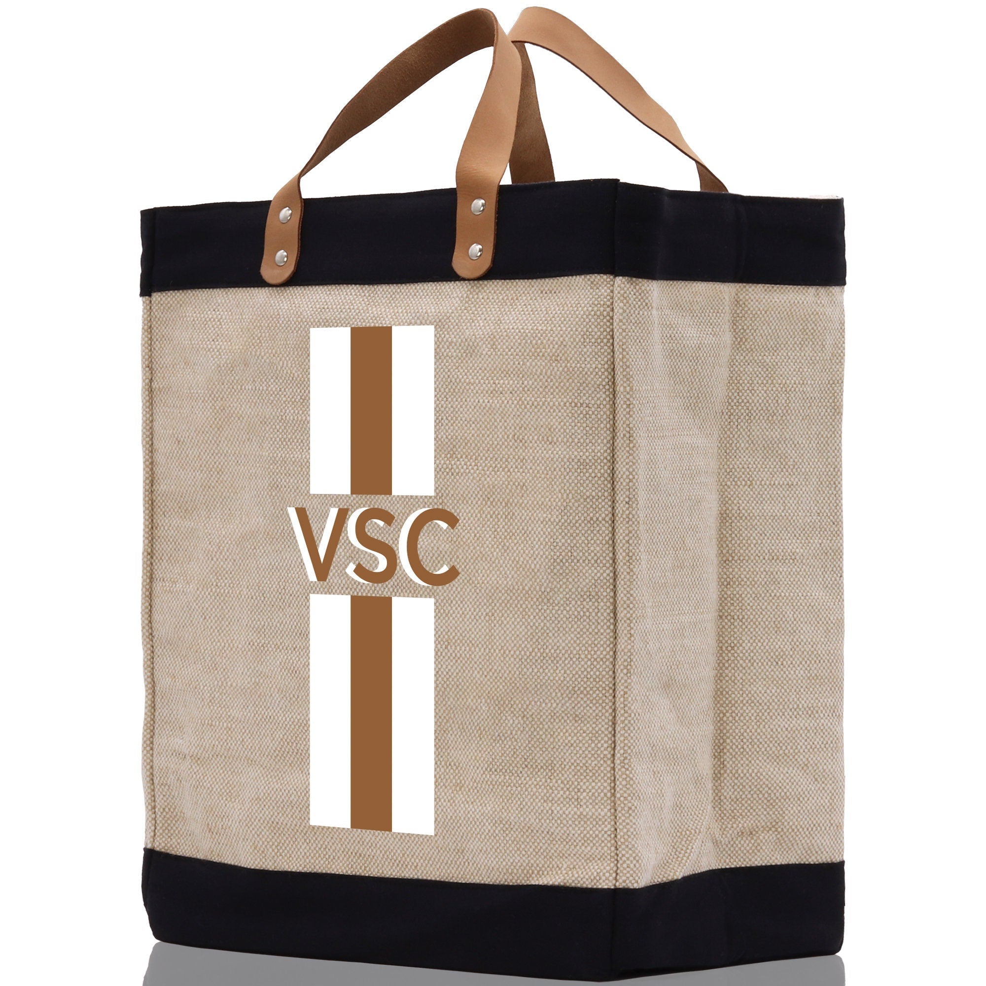 Personalized Monogrammed Canvas Tote Bag Striped Initials Custom Name Beach Bag Bridal Party Gifts Bride Gift Holiday Gift Bag