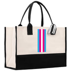 Personalized Monogrammed Canvas Tote Bag Striped Initials Custom Name Beach Bag Bridal Party Gifts Bride Gift Holiday Gift Bag