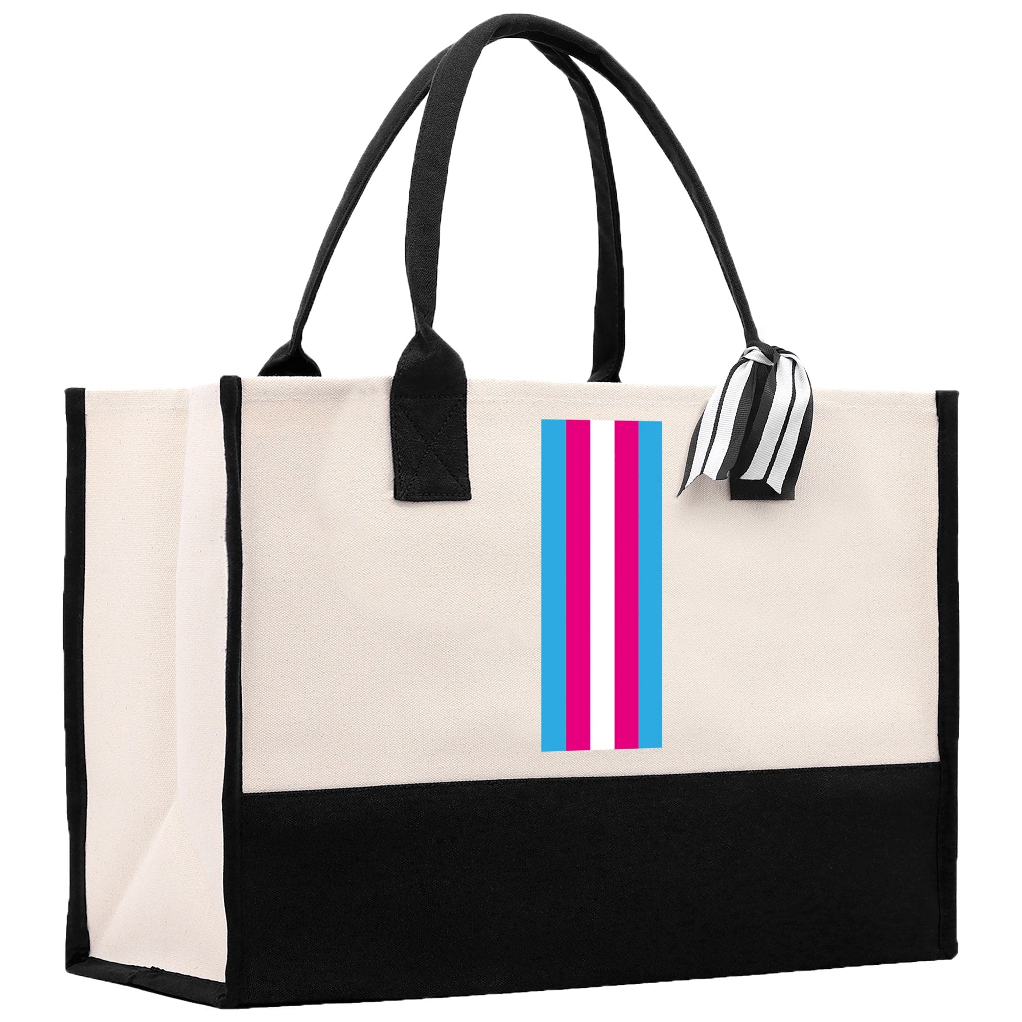 Personalized Monogrammed Canvas Tote Bag Striped Initials Custom Name Beach Bag Bridal Party Gifts Bride Gift Holiday Gift Bag