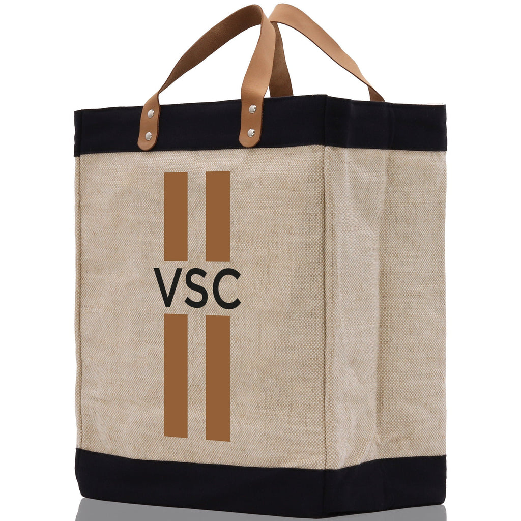 Personalized Monogrammed Canvas Tote Bag Striped Initials Custom Name Beach Bag Bridal Party Gifts Bride Gift Holiday Gift Bag