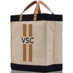 Personalized Monogrammed Canvas Tote Bag Striped Initials Custom Name Beach Bag Bridal Party Gifts Bride Gift Holiday Gift Bag