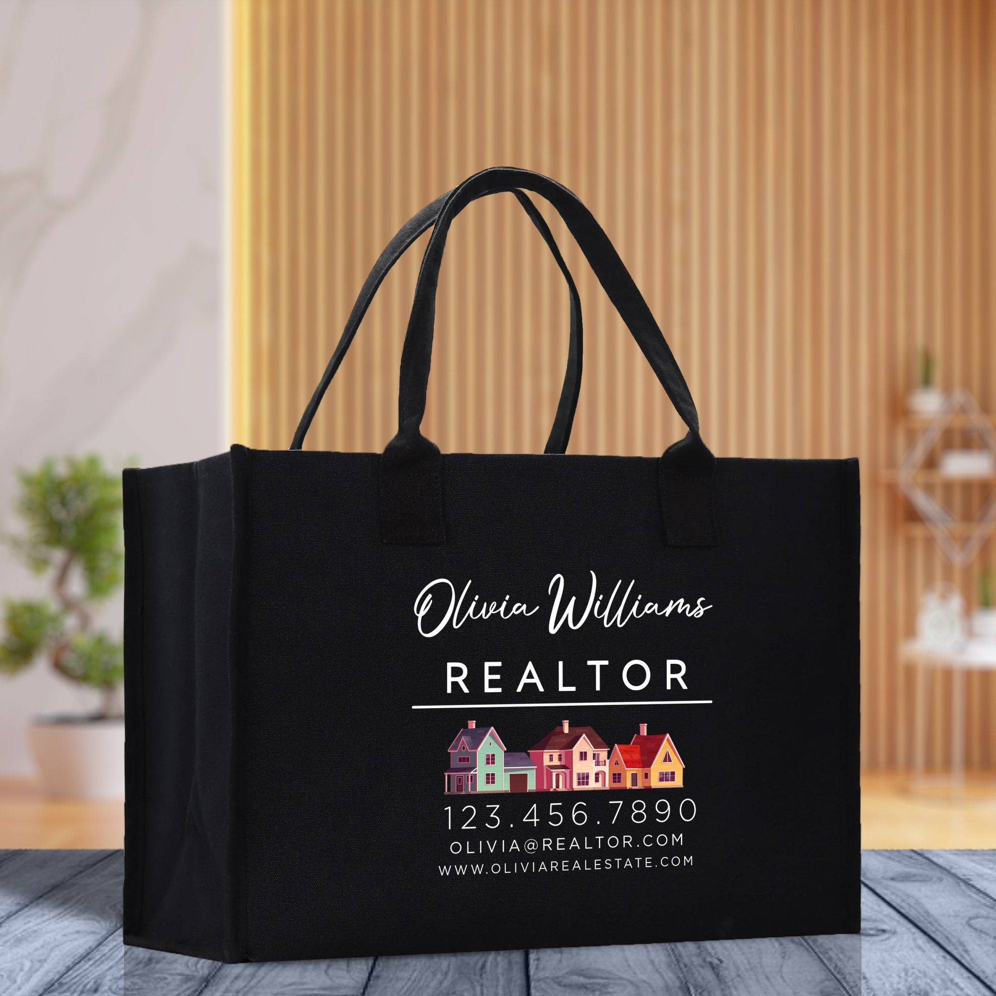Realtor Tote Bag Personalized Business Tote Bag Custom Real Estate Agent Gift Bulk Business Logo Realtor Swag Real Estate Tote Bag