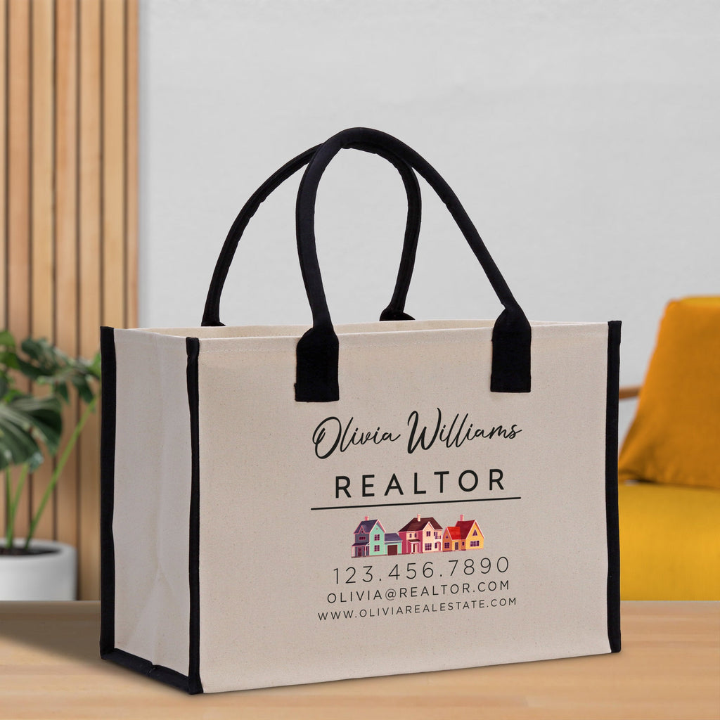 Realtor Tote Bag Personalized Business Tote Bag Custom Real Estate Agent Gift Bulk Business Logo Realtor Swag Real Estate Tote Bag