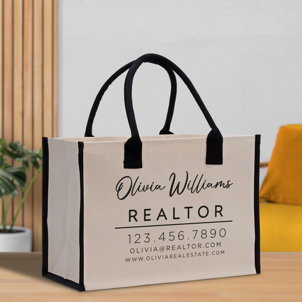 Realtor Tote Bag Personalized Business Tote Bag Custom Real Estate Agent Gift Bulk Business Logo Realtor Swag Real Estate Tote Bag