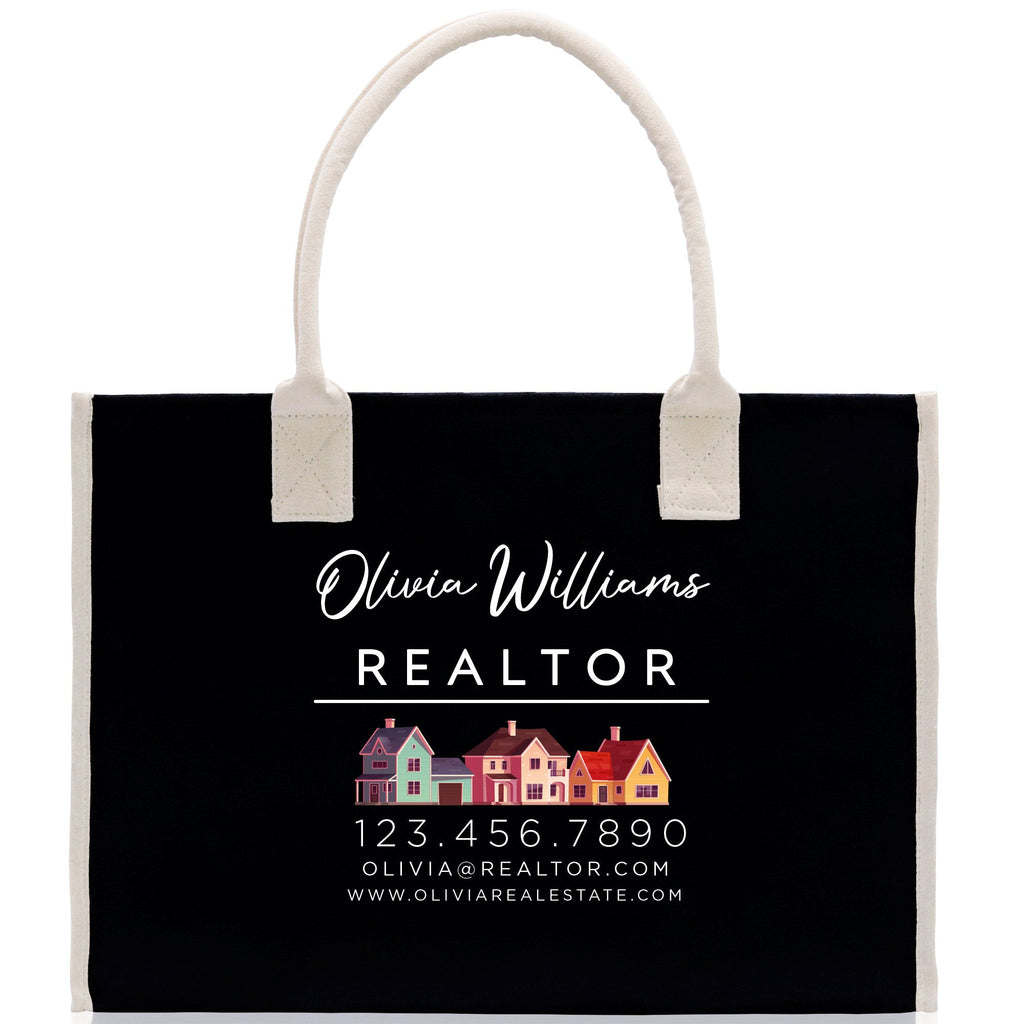 Realtor Tote Bag Personalized Business Tote Bag Custom Real Estate Agent Gift Bulk Business Logo Realtor Swag Real Estate Tote Bag