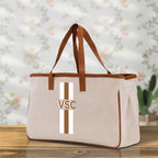 Personalized Monogrammed Canvas Tote Bag Striped Initials Custom Name Beach Bag Bridal Party Gifts Bride Gift Holiday Gift Bag