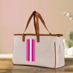 Personalized Monogrammed Canvas Tote Bag Striped Initials Custom Name Beach Bag Bridal Party Gifts Bride Gift Holiday Gift Bag