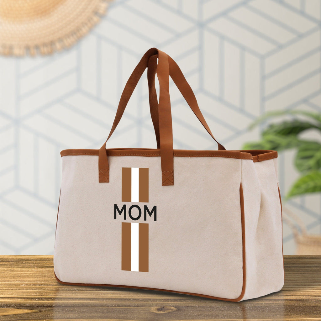 Personalized Monogrammed Canvas Tote Bag Striped Initials Custom Name Beach Bag Bridal Party Gifts Bride Gift Holiday Gift Bag