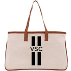 Personalized Monogrammed Canvas Tote Bag Striped Initials Custom Name Beach Bag Bridal Party Gifts Bride Gift Holiday Gift Bag