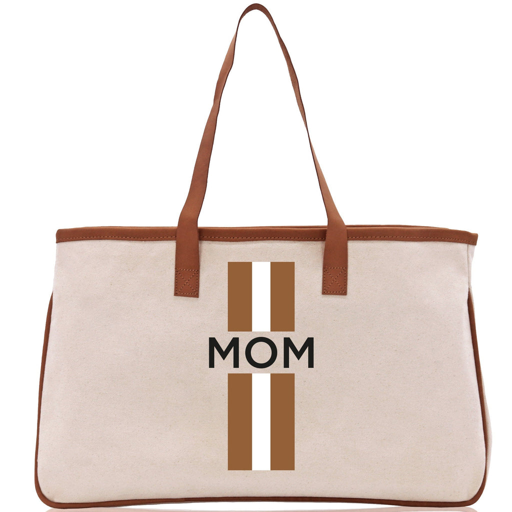 Personalized Monogrammed Canvas Tote Bag Striped Initials Custom Name Beach Bag Bridal Party Gifts Bride Gift Holiday Gift Bag