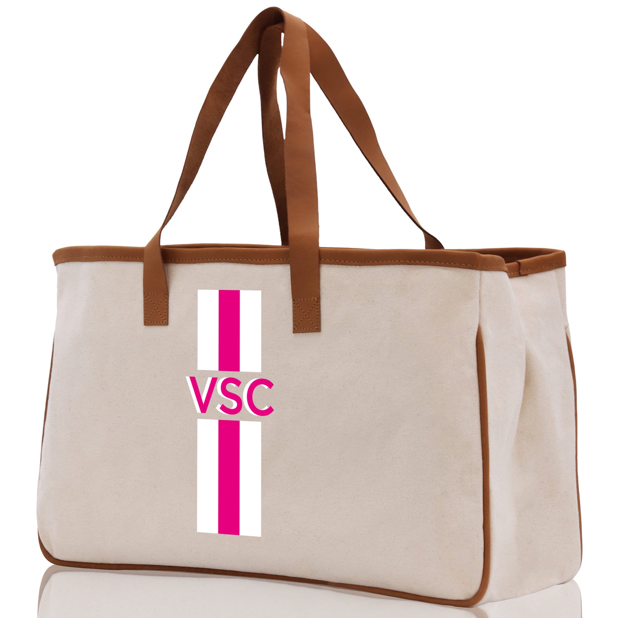 Personalized Monogrammed Canvas Tote Bag Striped Initials Custom Name Beach Bag Bridal Party Gifts Bride Gift Holiday Gift Bag