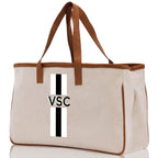 Personalized Monogrammed Canvas Tote Bag Striped Initials Custom Name Beach Bag Bridal Party Gifts Bride Gift Holiday Gift Bag