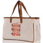 Thankful Grateful Blessed Cotton Canvas Tote Bag Thanksgiving Bag Autumn Fall Vibes Bag Motivational Bag Blessed Bag Fall Market Grocery Bag