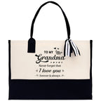 To My Grandma Never Forget That I Love You Forever & Always Cotton Canvas Tote Bag Birthday Gift From Grandkids to Grandma Jewelry Box Gift
