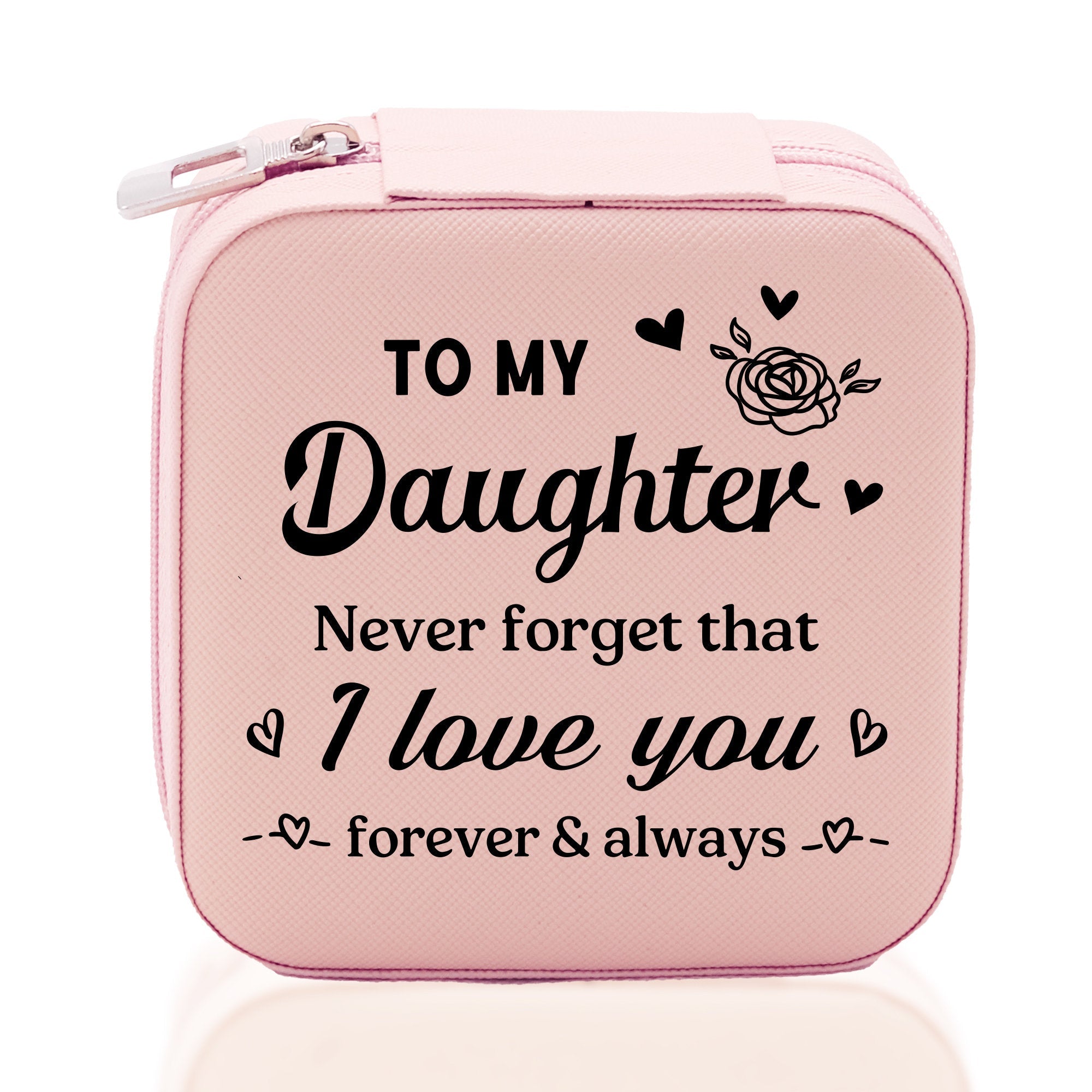 To My Daughter Never Forget That I Love You Forever & Always Cotton Canvas Tote Bag Birthday Gift From Mother to Daughter Jewelry Box Gift