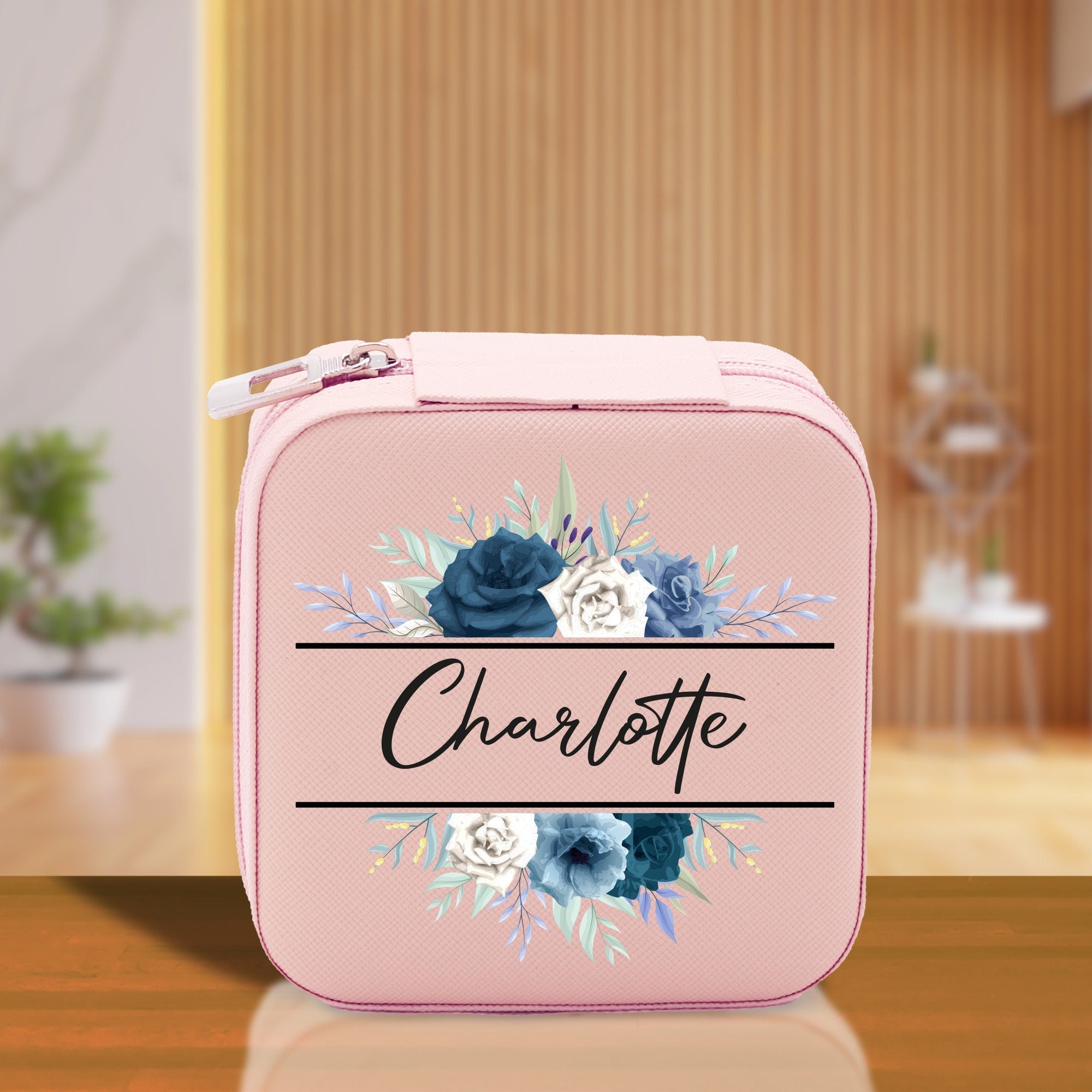 Floral Frame Custom Name Cotton Canvas Tote Bag Personalized Bridesmaid Gift Bag Wedding Birthday Gift Custom Name Tote Maid of Honor Gift